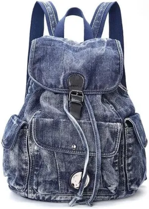Fashion Denim Backpack Purse for Women Casual Daypack Large Capacity Jeans Shoulder Bag Female Travel Backpack Bag