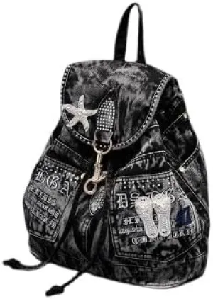 Fashion Denim Backpack Purse for Women Casual Daypack Large Capacity Jeans Shoulder Bag Female Travel Backpack Bag