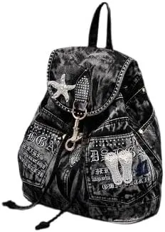 Fashion Denim Backpack Purse for Women Casual Daypack Large Capacity Jeans Shoulder Bag Female Travel Backpack Bag