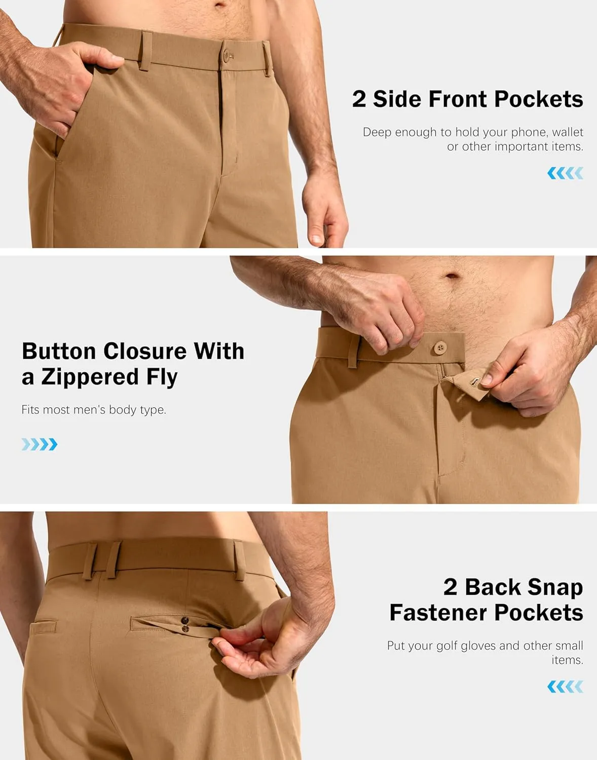 G Gradual Mens Golf Pants Stretch Dress Casual Pants 30"/32"/34" Lightweight Work Travel Slacks for Men with 4 Pockets