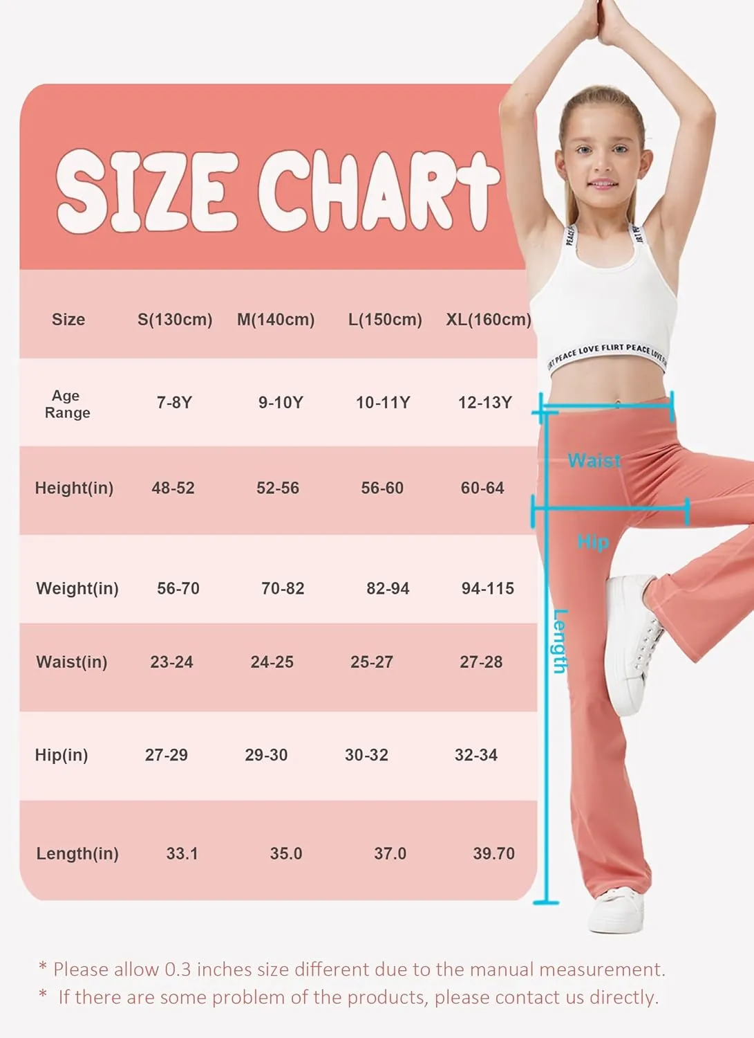 Girls Flare Leggings Bootcut Yoga Pants for Youth with Pocket Bell Bottom High Waist Athletic Workout Tights 3 Pack