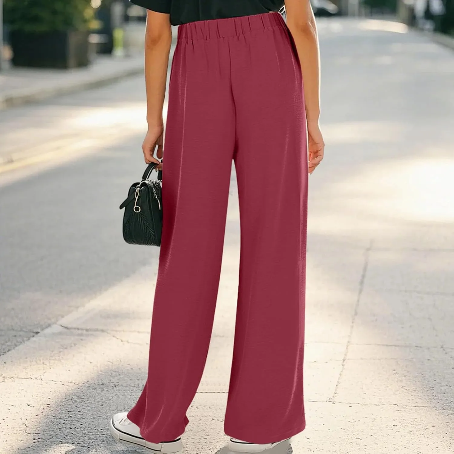 Girls Wide Leg Palazzo Pants Cotton Linen Summer High Waist Flowy Casual Trousers Loose Beach Travel Vacation Clothes