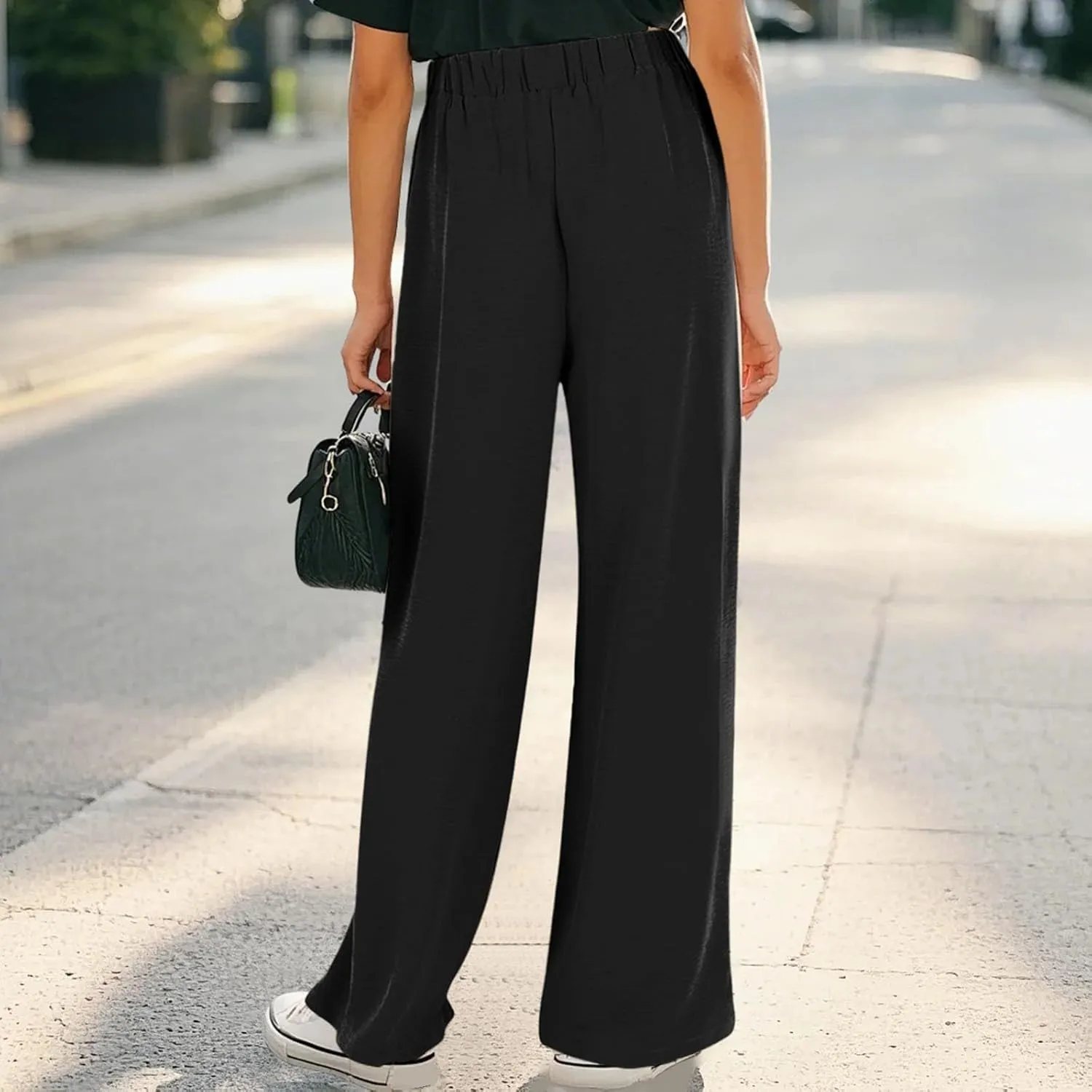 Girls Wide Leg Palazzo Pants Cotton Linen Summer High Waist Flowy Casual Trousers Loose Beach Travel Vacation Clothes