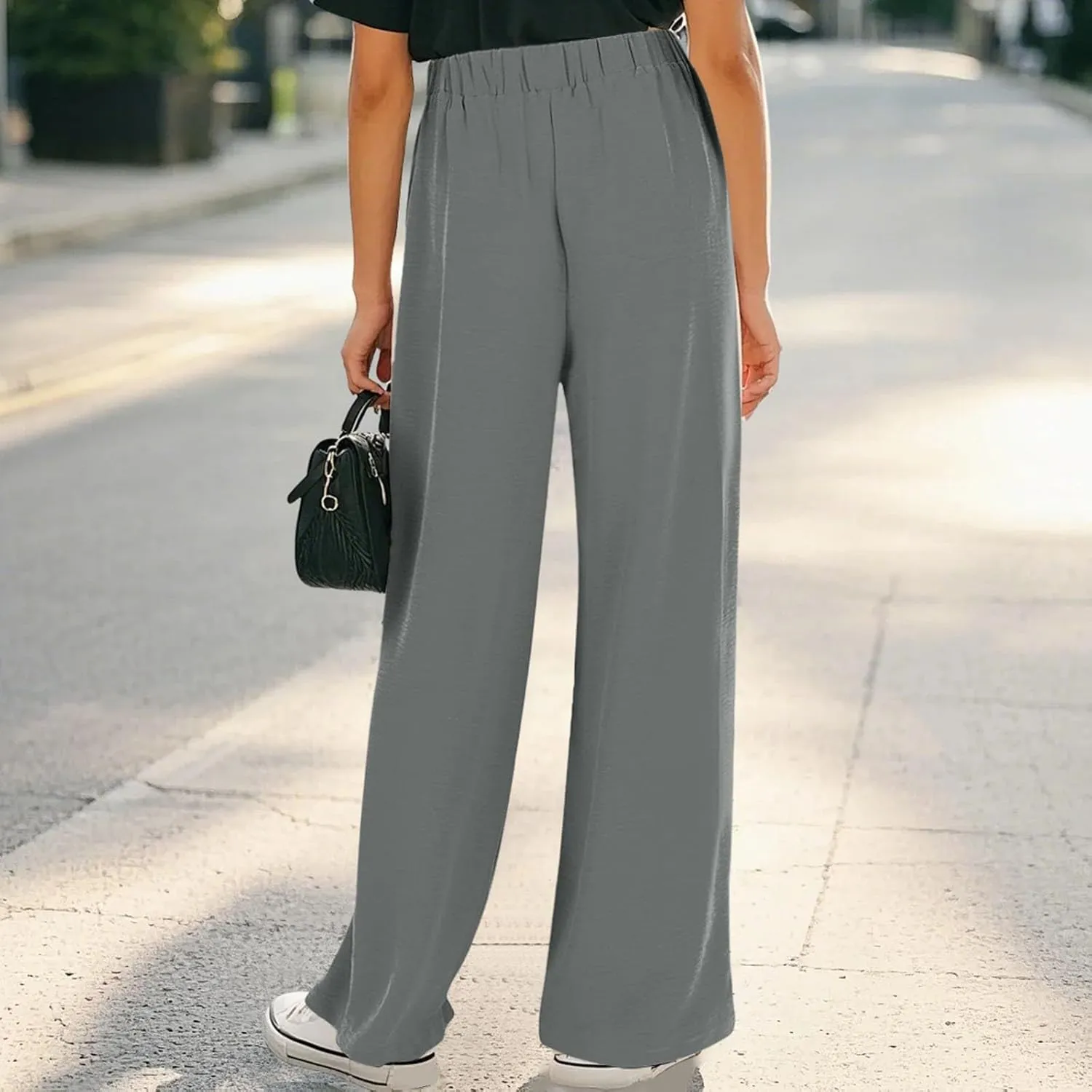 Girls Wide Leg Palazzo Pants Cotton Linen Summer High Waist Flowy Casual Trousers Loose Beach Travel Vacation Clothes
