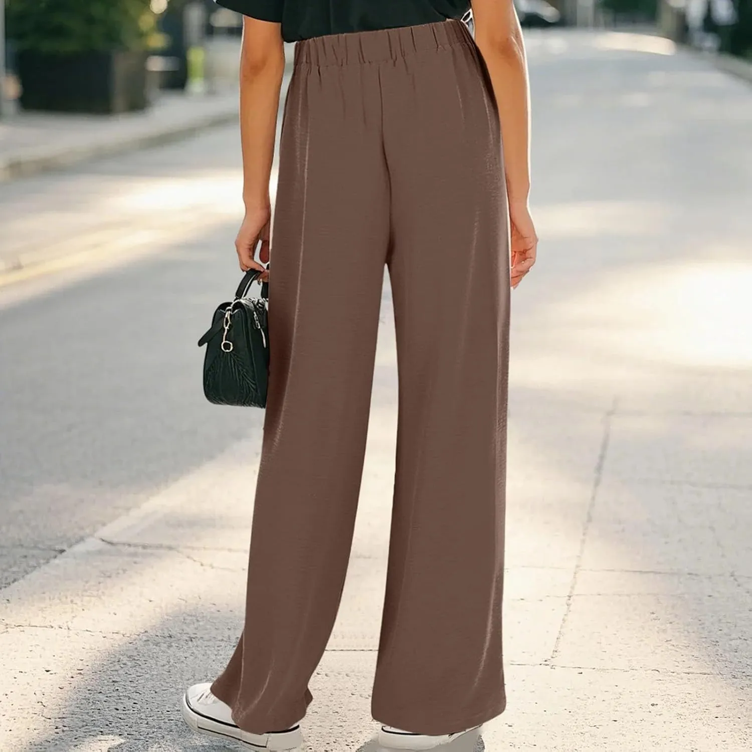 Girls Wide Leg Palazzo Pants Cotton Linen Summer High Waist Flowy Casual Trousers Loose Beach Travel Vacation Clothes