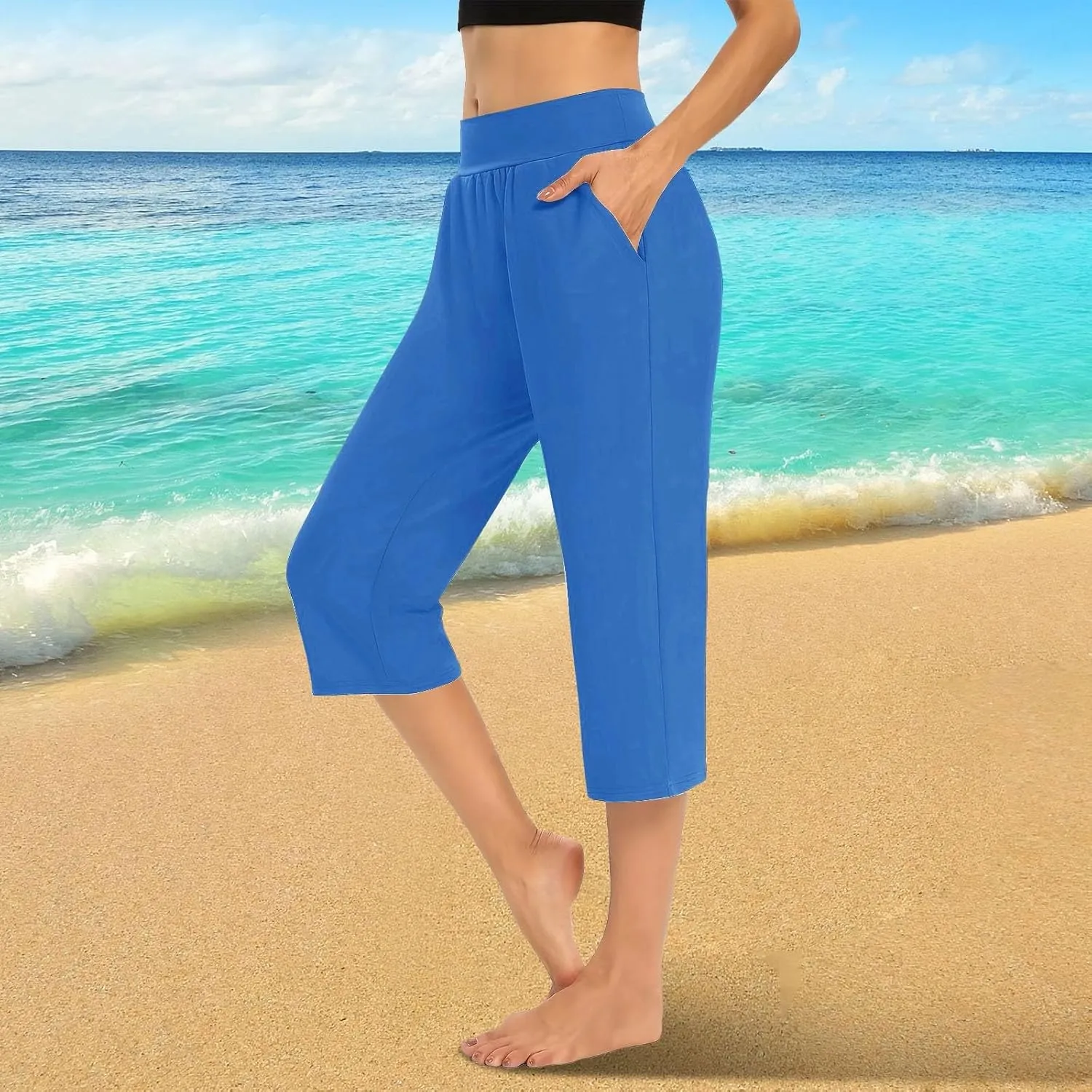 GOKKILRW Women Capri Pants High Waist Yoga Crop Athletic Trousers Straight Leg Pajama Pants Capris Sweatpants Casual Joggers