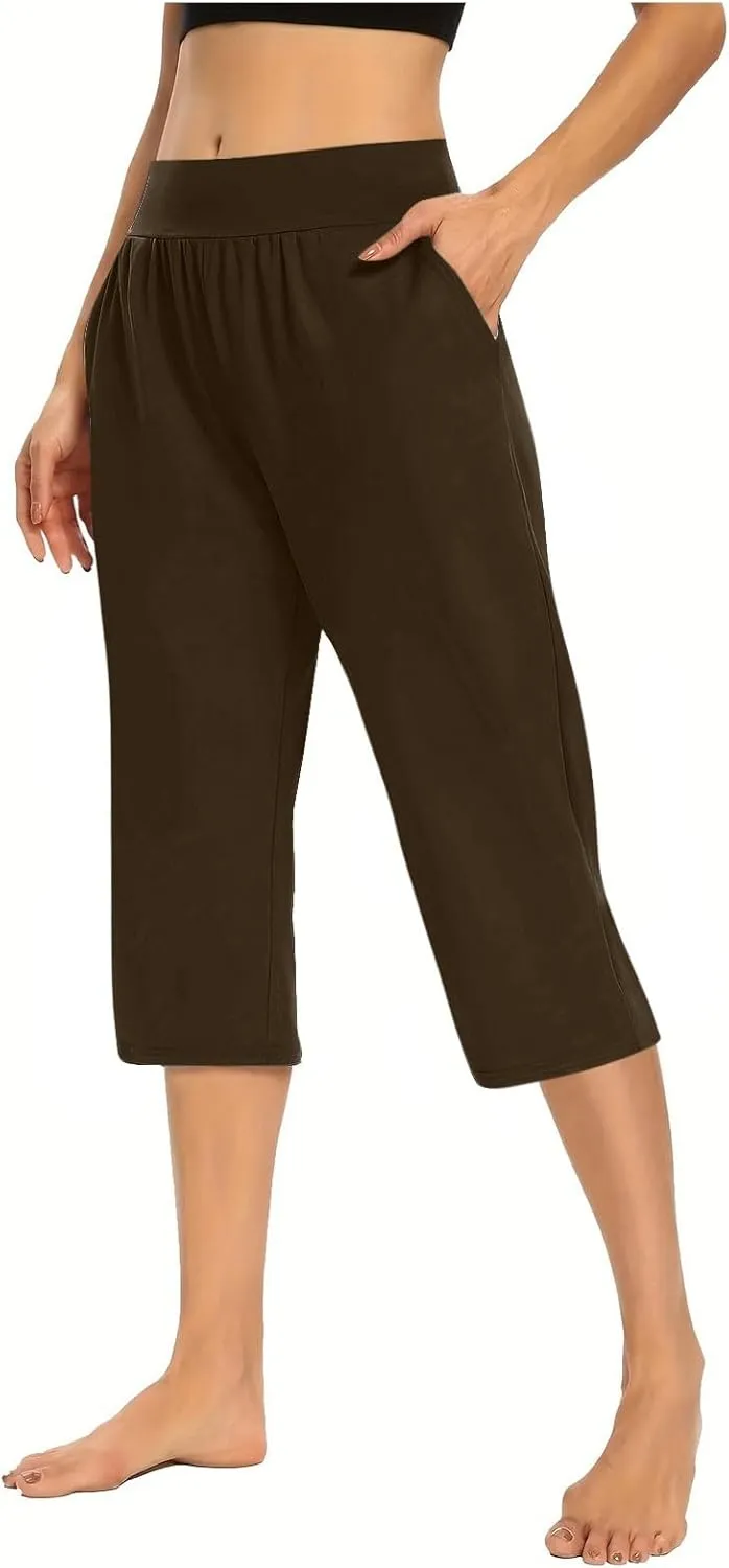 GOKKILRW Women Capri Pants High Waist Yoga Crop Athletic Trousers Straight Leg Pajama Pants Capris Sweatpants Casual Joggers