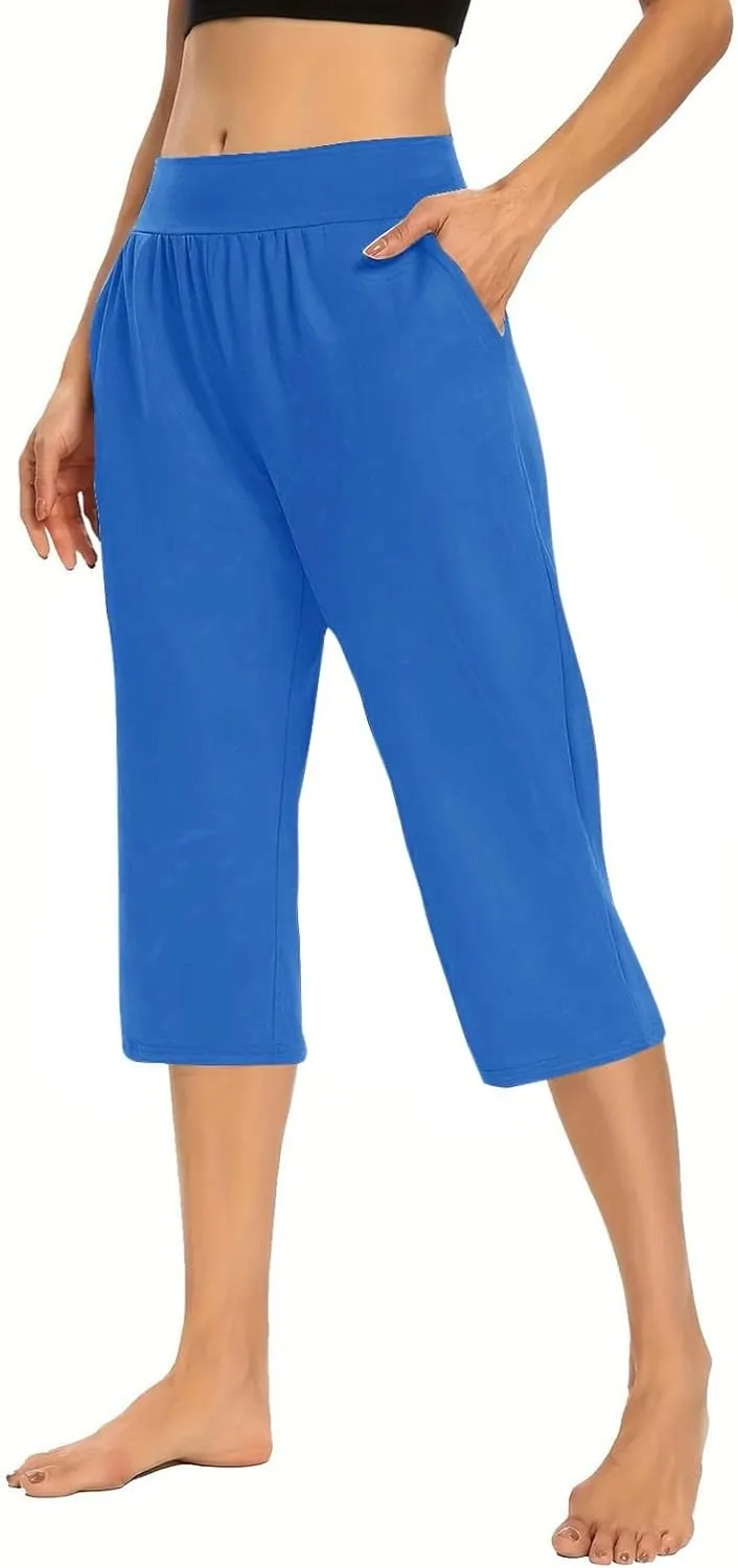 GOKKILRW Women Capri Pants High Waist Yoga Crop Athletic Trousers Straight Leg Pajama Pants Capris Sweatpants Casual Joggers