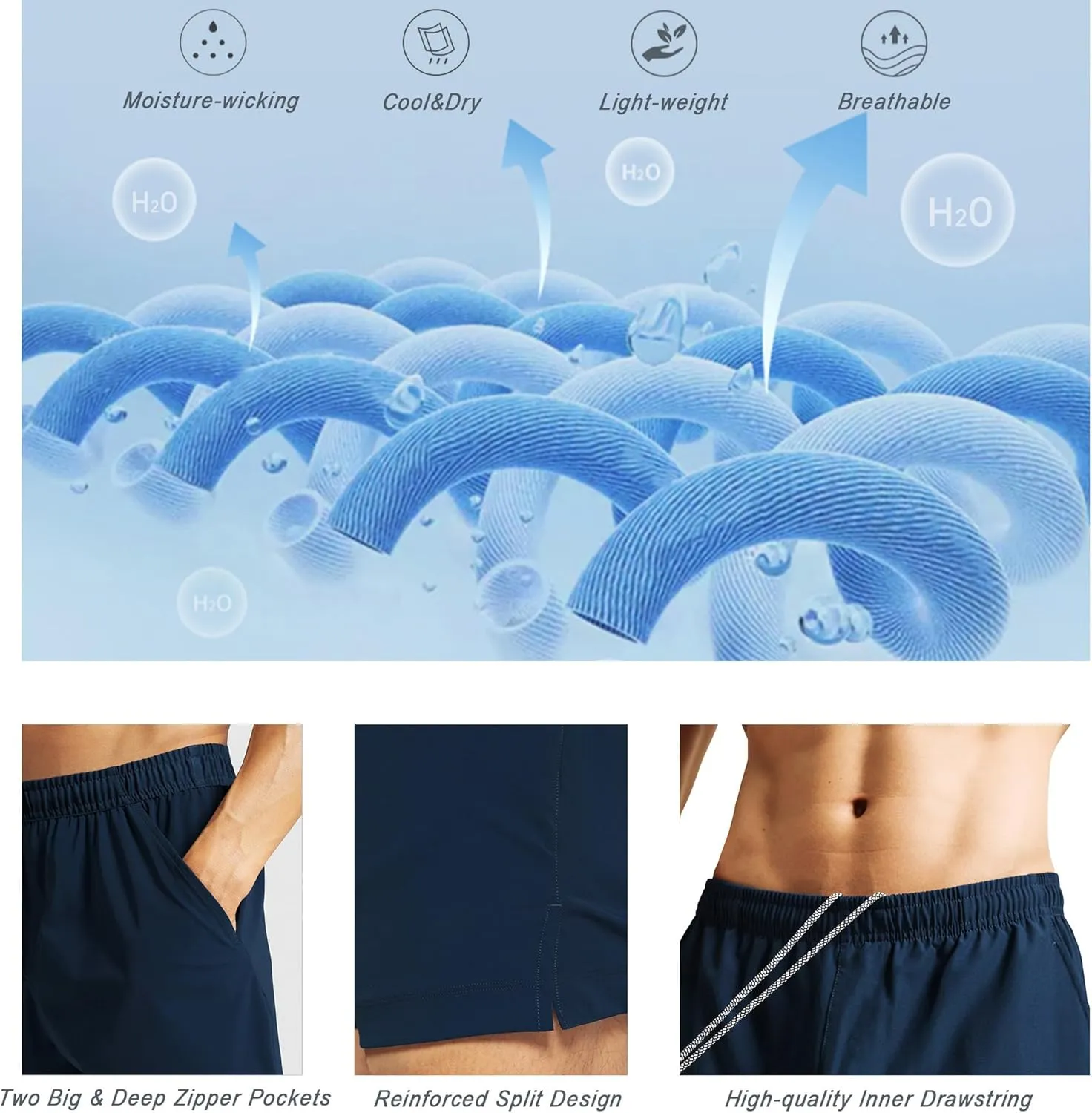 GYM REVOLUTION Men's Workout Running Gym Training Shorts