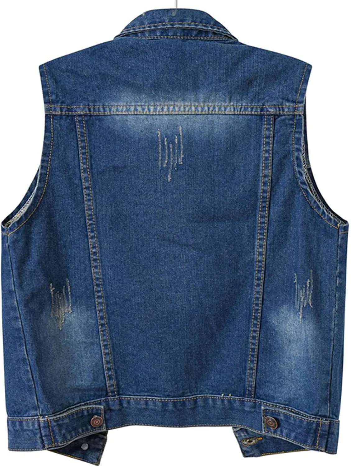 HALITOSS Women's Buttoned Washed Denim Jacket Sleeveless Crop Vest 6 Color
