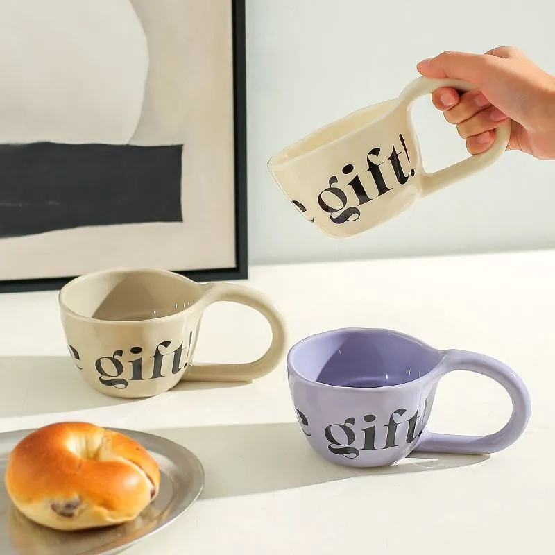 Handmade Creative Alphabet Ceramic Mug for Coffee and Tea