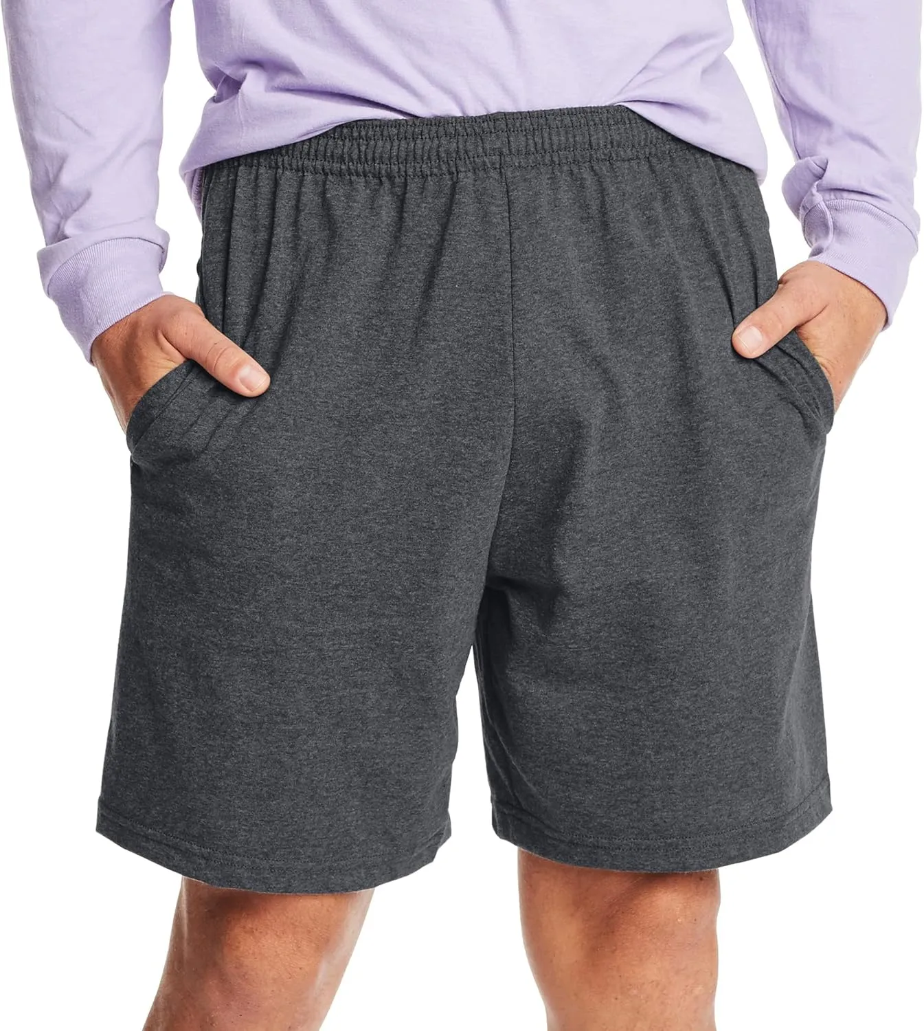 Hanes Mens Jersey Cotton With Pocket Workout-and-training-shorts, Charcoal Heather, Medium US