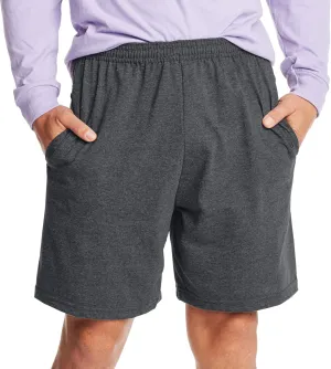 Hanes Mens Jersey Cotton With Pocket Workout-and-training-shorts, Charcoal Heather, Medium US