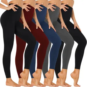 Hi Clasmix 5 Pack Super Soft Leggings for Women Pack-High Waisted Tummy Control Workout Yoga Running Gym Fitness Active Pants