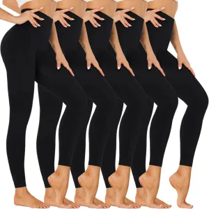 Hi Clasmix 5 Pack Super Soft Leggings for Women Pack-High Waisted Tummy Control Workout Yoga Running Gym Fitness Active Pants