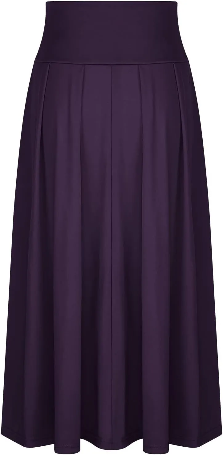 JOAU Women Casual Maxi Skirts Self Bowknot Front Elastic High Waisted Flowy Swing A-Line Lightweight Pleated Long Skirt