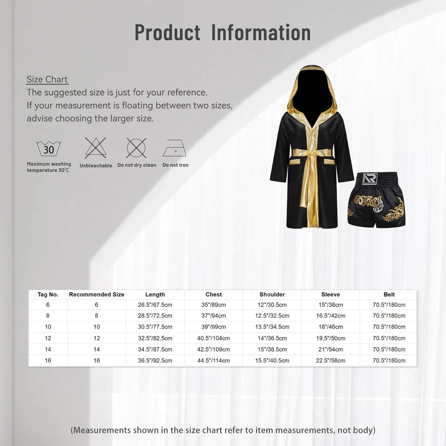 Kids Boys Boxing Outfit Long Sleeve Open Front Metallic Satin Robe Hooded Cloak with Belt and Shorts Set