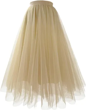 Lace Slip Skirt for Women 2025 Pleated Mesh Midi Long Skirt Solid Color Tutu for Women Adults Classic Tulle Skirts