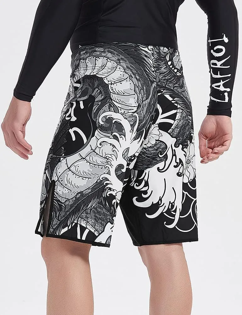 LAFROI Mens MMA Cross Training Boxing Shorts Trunks Fight Wear with Drawstring and Pocket-QJK01