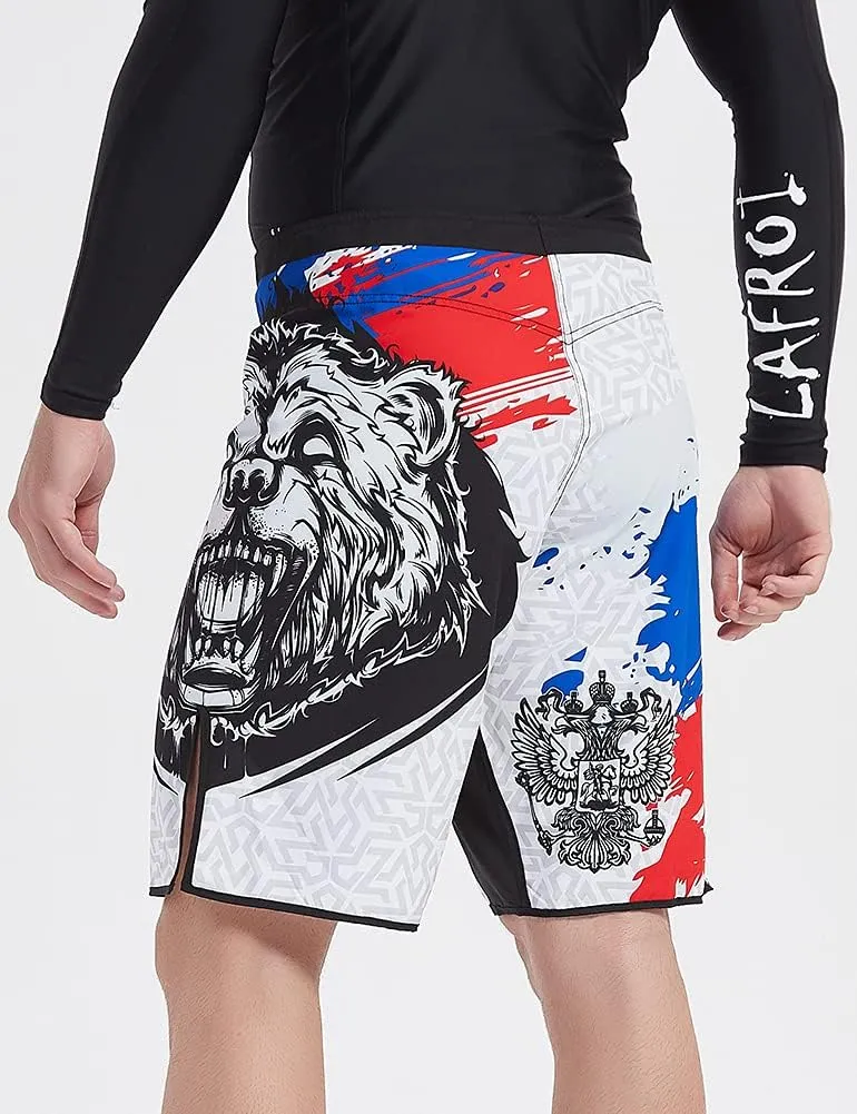 LAFROI Mens MMA Cross Training Boxing Shorts Trunks Fight Wear with Drawstring and Pocket-QJK01