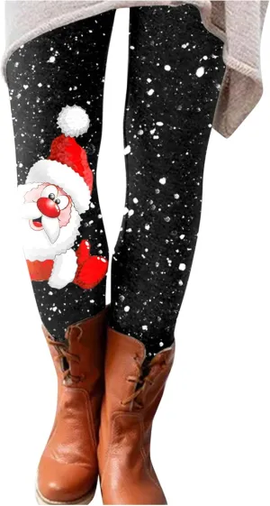 LCMTWX Womens Christmas Leggings Pants Casual Elastic Slim Long Boot Women Pants High Waisted Workout Pants