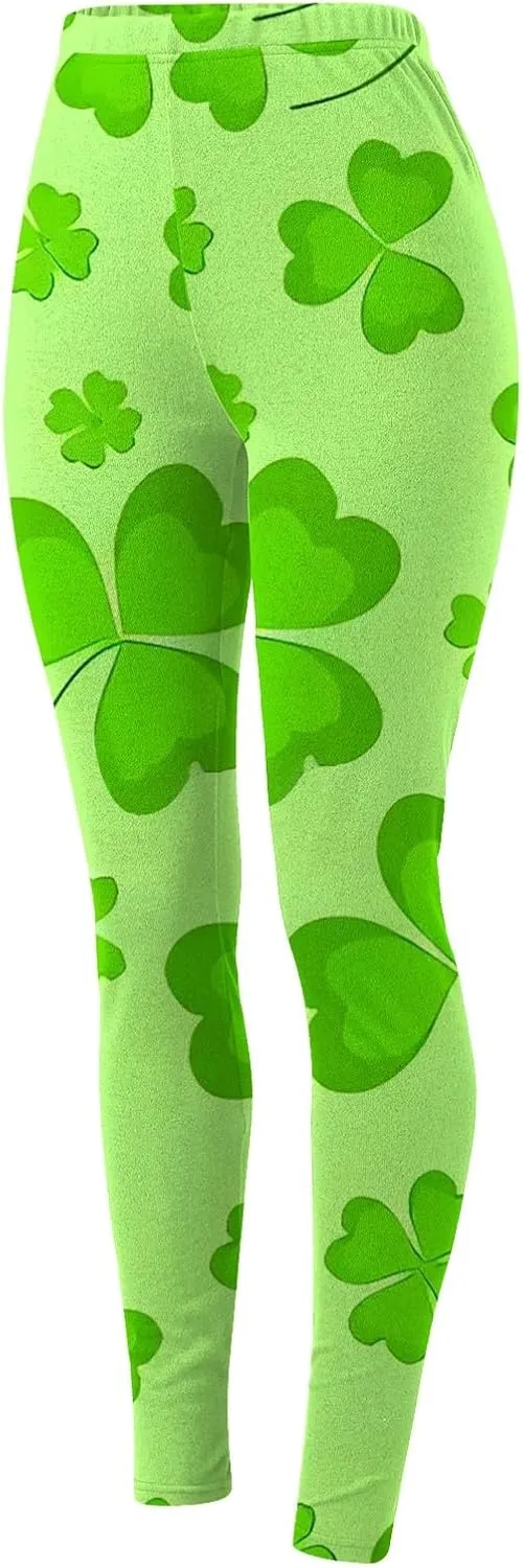 LCMTWX Womens St Patrick's Day Costume St. Patricks Day Print High Waist Yoga Pants for Women's Workout Clothes for Fold