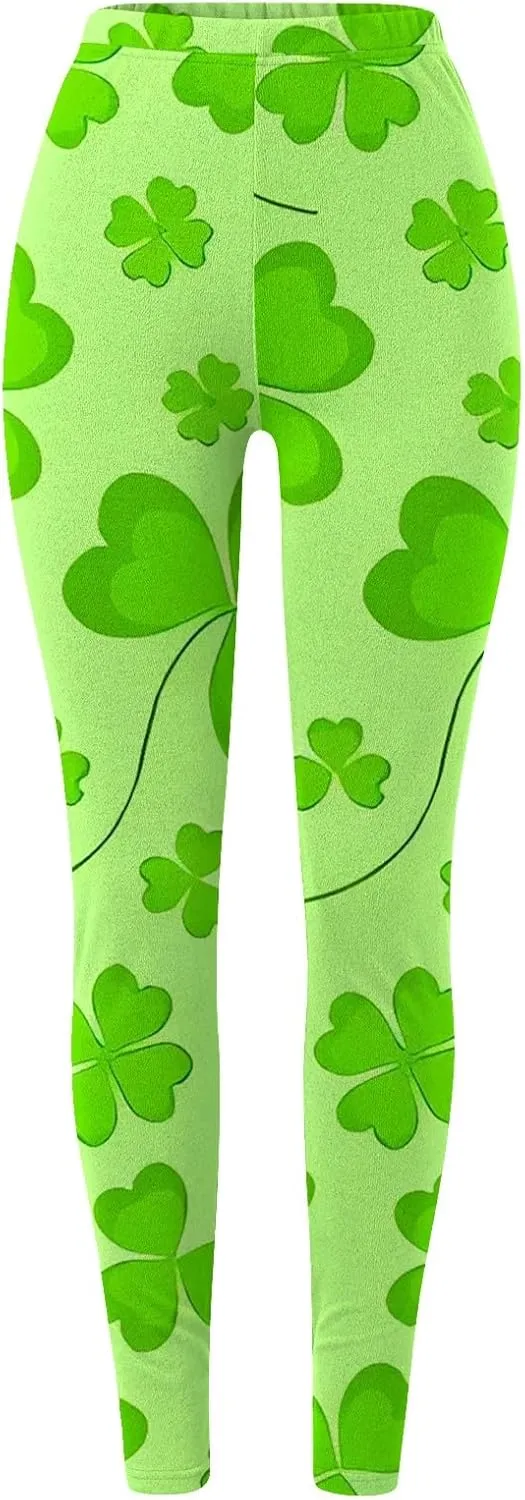 LCMTWX Womens St Patrick's Day Costume St. Patricks Day Print High Waist Yoga Pants for Women's Workout Clothes for Fold