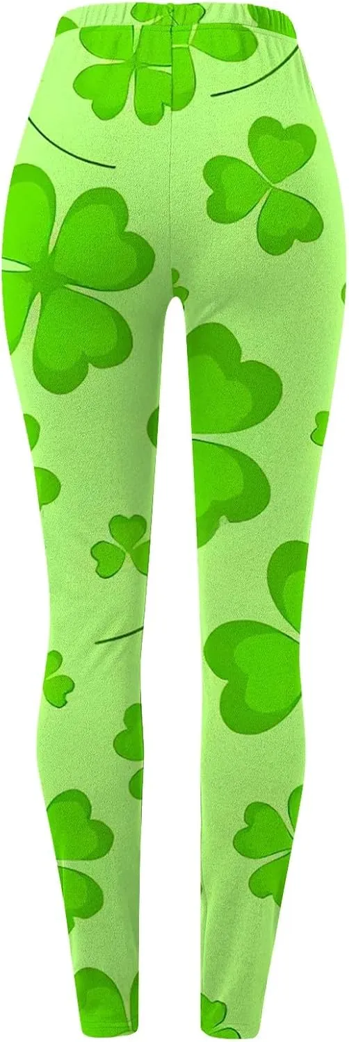 LCMTWX Womens St Patrick's Day Costume St. Patricks Day Print High Waist Yoga Pants for Women's Workout Clothes for Fold
