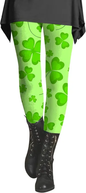 LCMTWX Womens St Patrick's Day Costume St. Patricks Day Print High Waist Yoga Pants for Women's Workout Clothes for Fold