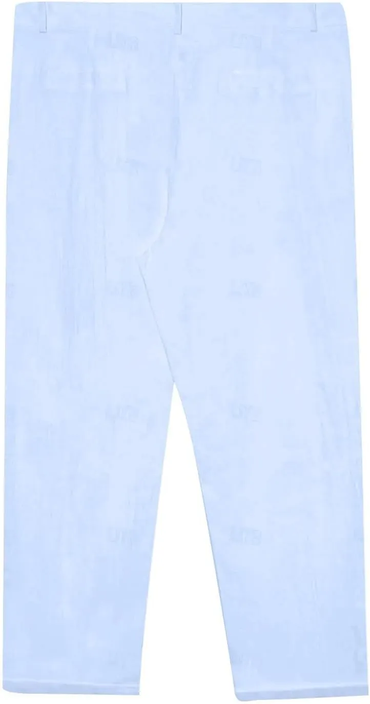 Linen Casual Dress Pants for Men High Waist Button Fly Straight Leg Trendy Formal Work Trousers Loose Beach Travel Pants
