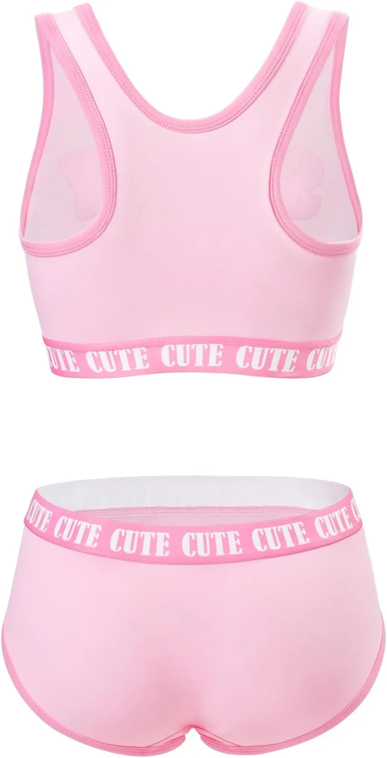 Littleforbig Unisex Cotton Camisole and Panties Sports Loungewear Sissy University Bralette Set