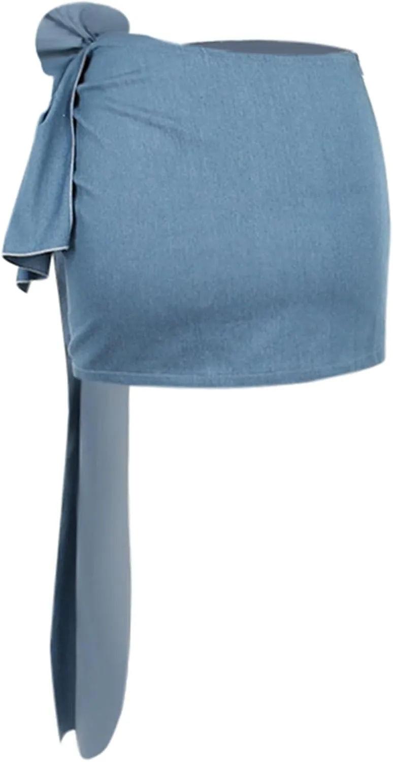 Maxi Skirt Women Ladies Fashion Sexy with Solid Color Big Flower Imitation Denim Skirt