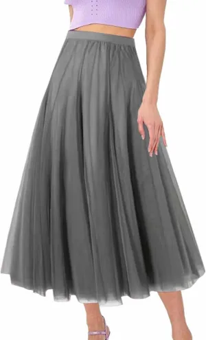 Maxi Skirts for Women Casual High Waisted Flowy Pleated A Line Midi Length Plain Skirt Trendy Cute Vacation Dress