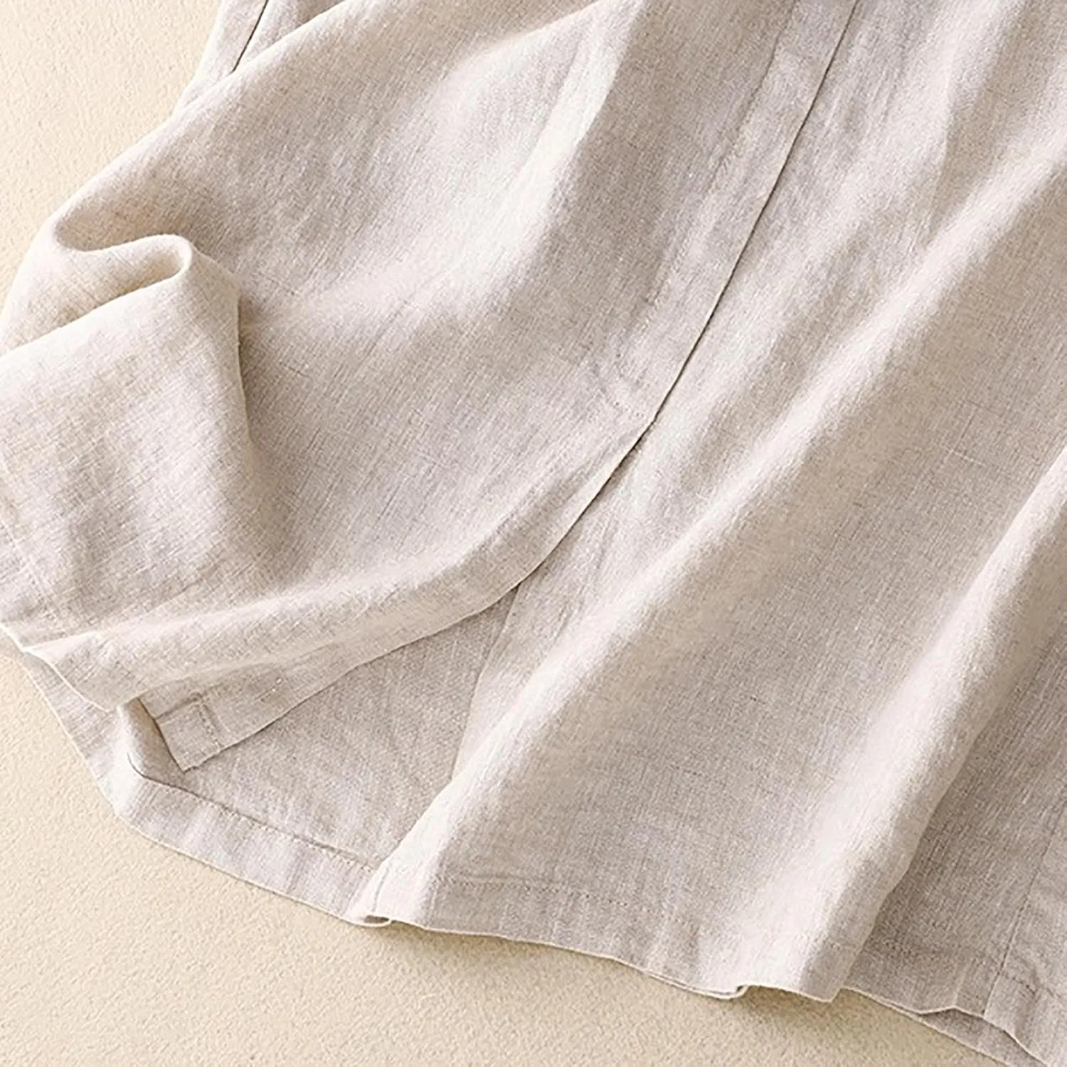 Maxi Skirts for Women Summer Drawstring High Elastic Waist Pleated A Line Skorts Solid Holiday Cotton Linen Skirt
