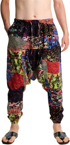 Men's Hippie Baggy Boho Harem Pants African Pattern Print Casual Hip Hop Pants