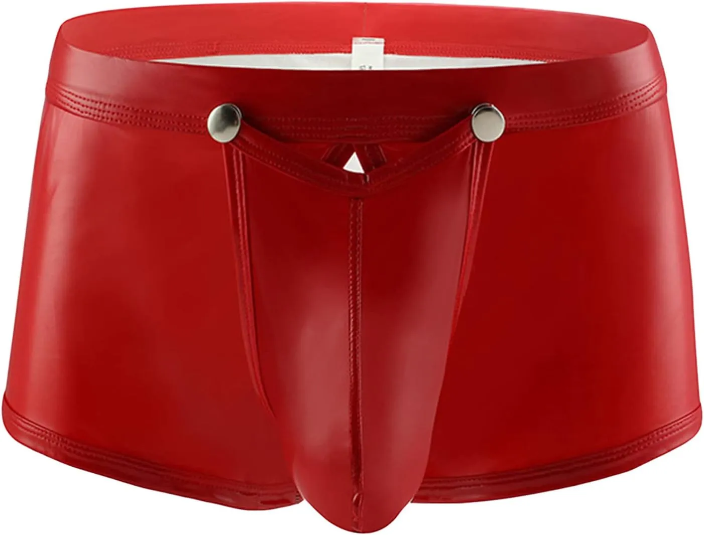 Men's Imitation Patent Leather Boxer Briefs Low Waist Sexy Pouch Trunks Underwear Metallic Shiny Thong Underpant