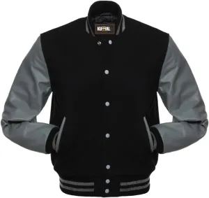 Mens Varsity Jacket - Letterman Jacket - Wool Body Genuine Leather Sleeves Bomber Jacket