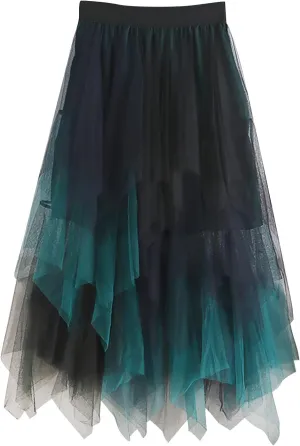 Midi Skirts for Women Cotton Pleated Skirt Organ Skirt Large Hemline Long Skirt Retro High Waist Casual Style