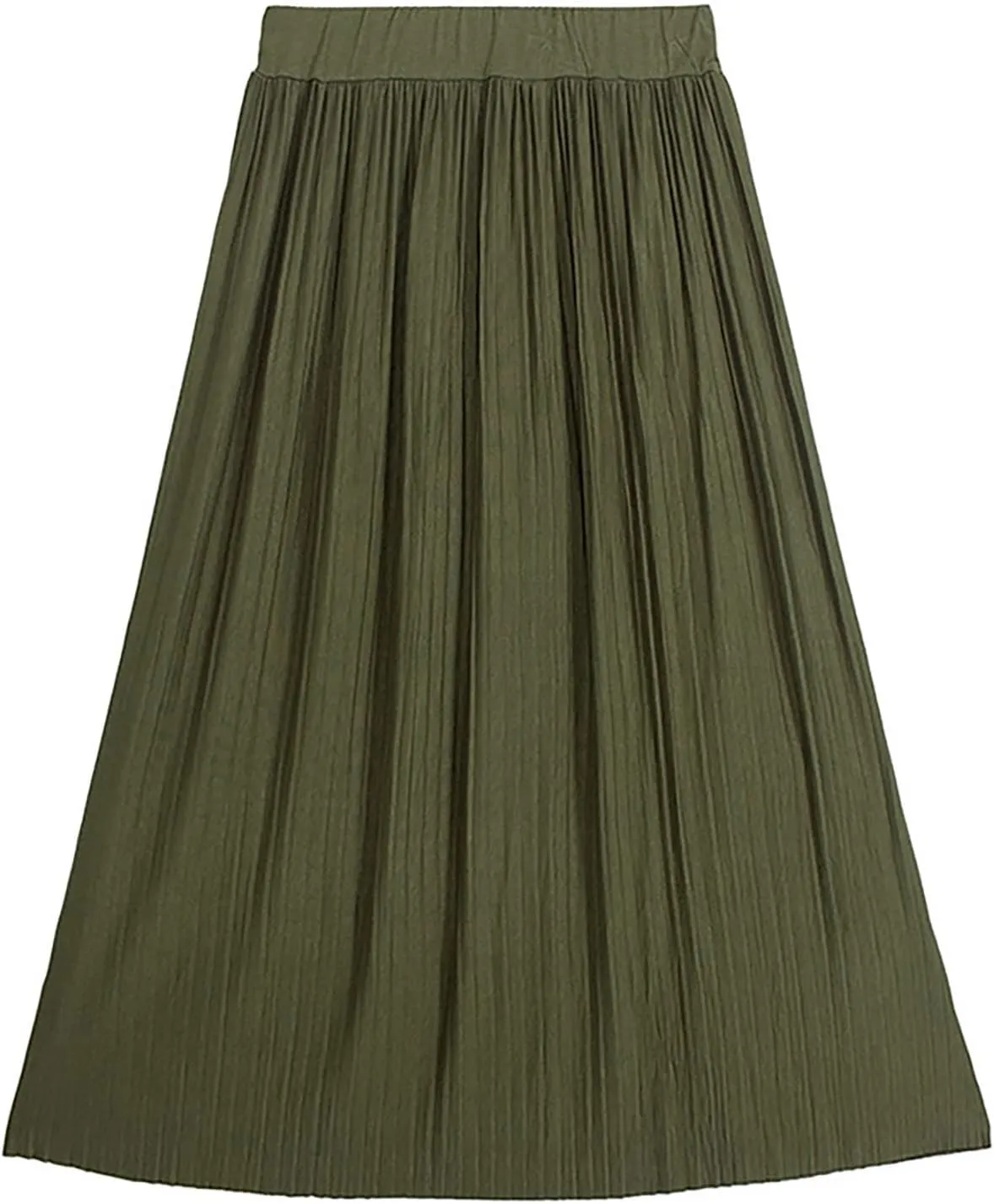 Midi Skirts for Women Cotton Pleated Skirt Organ Skirt Large Hemline Long Skirt Retro High Waist Casual Style