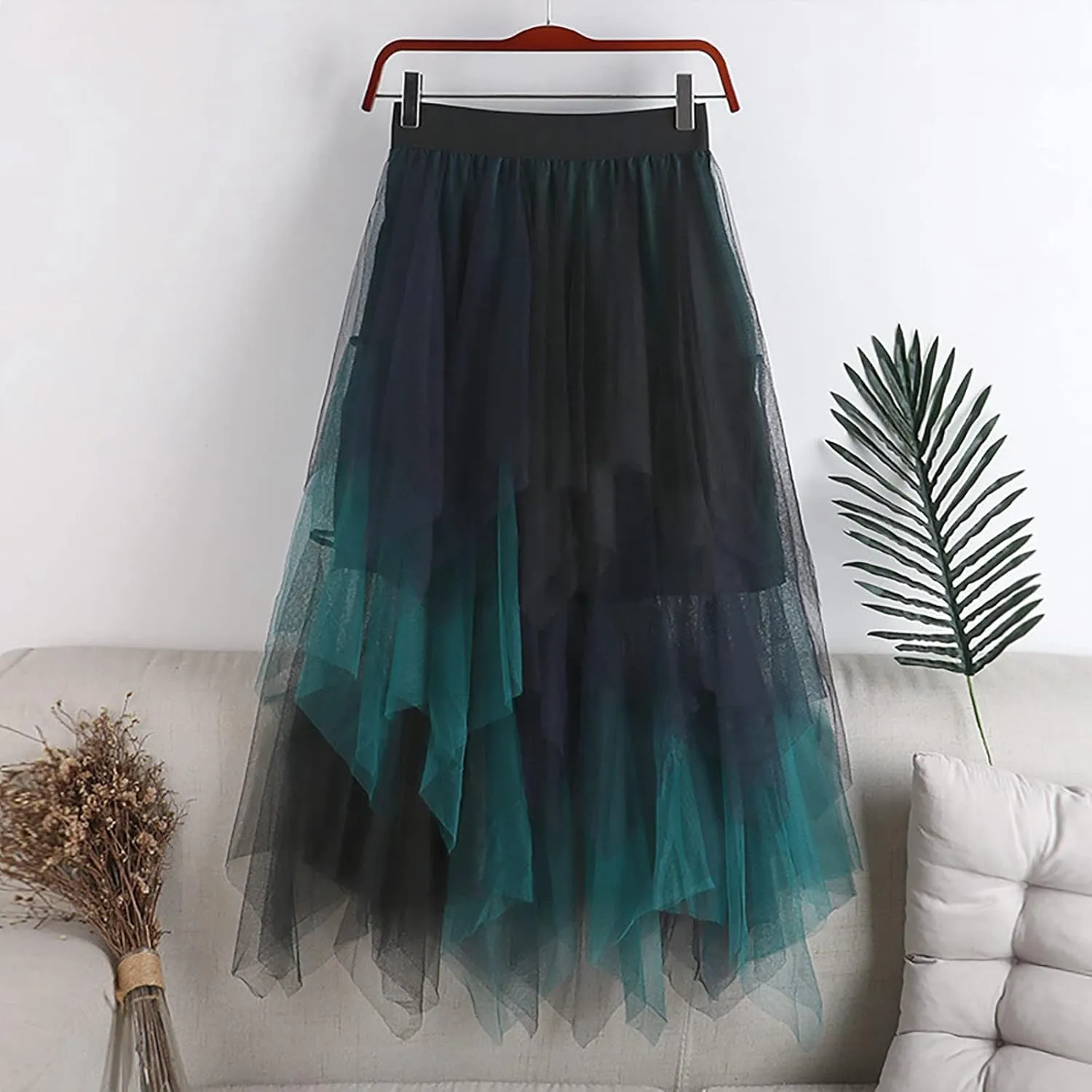 Midi Skirts for Women Cotton Pleated Skirt Organ Skirt Large Hemline Long Skirt Retro High Waist Casual Style