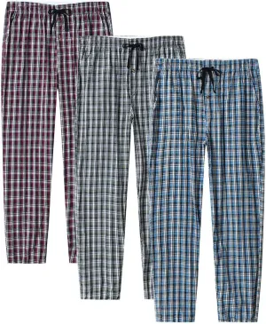MoFiz Men's Pajama Pants Ultra Lightweight Pjs Bottoms Sleepwear Bottom Pants with Pocket Drawstring 3-Pack