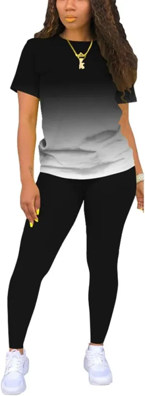 Mrskoala Women Two Piece Outfits Summer Sweatsuits Matching Jogger Sets Loungewear Tracksuit