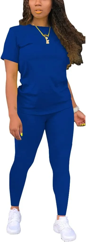 Mrskoala Women Two Piece Outfits Summer Sweatsuits Matching Jogger Sets Loungewear Tracksuit