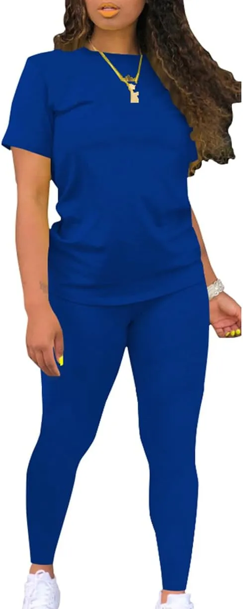 Mrskoala Women Two Piece Outfits Summer Sweatsuits Matching Jogger Sets Loungewear Tracksuit
