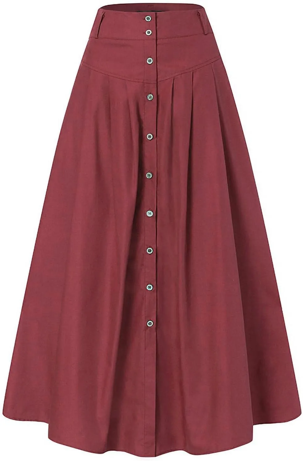 Plus Size Skirts for Women Solid Button A-Line Maxi Skirts with Pockets,S-5XL
