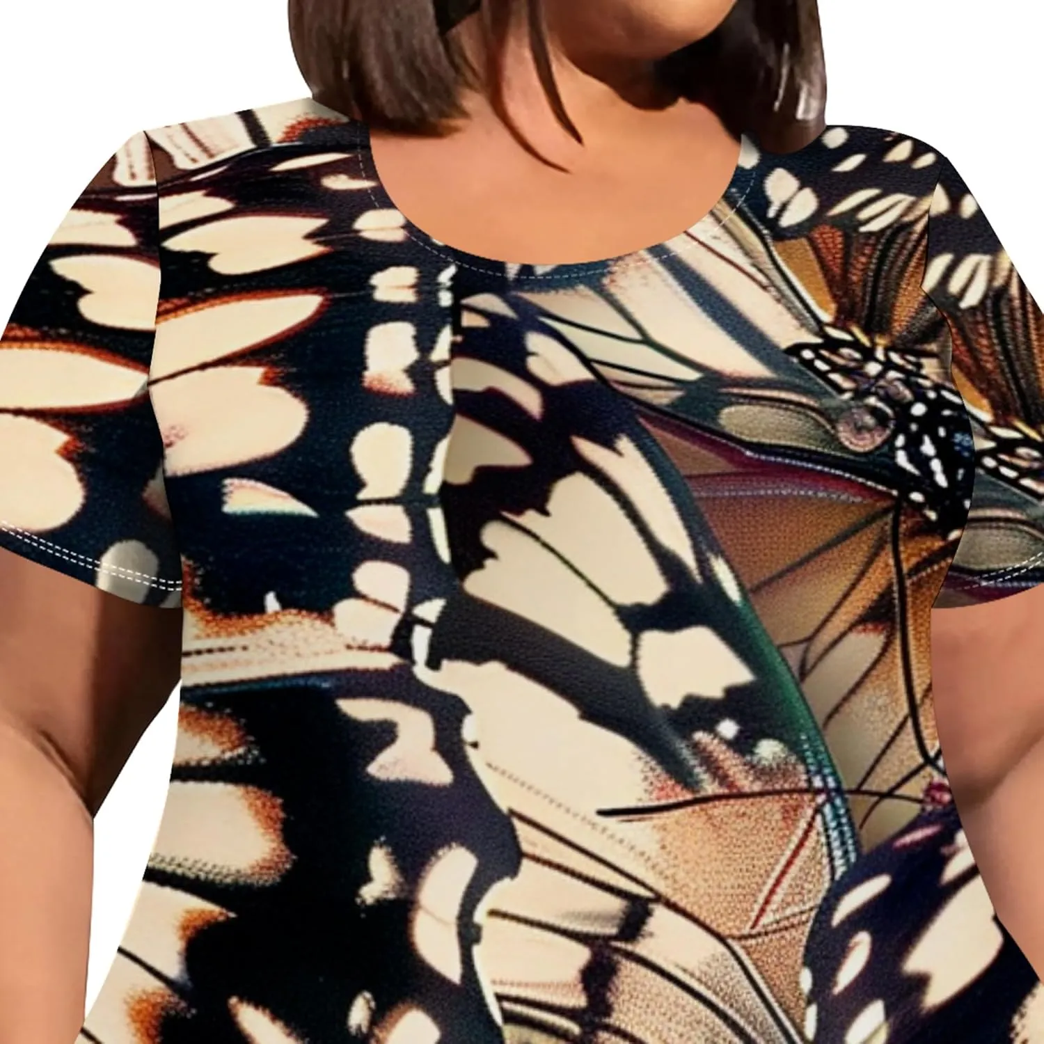 Plus Size Womens Summer Casual T Shirt Midi Dresses Crewneck Short Sleeve Swing Tunic Sundresses with Pockets Dress