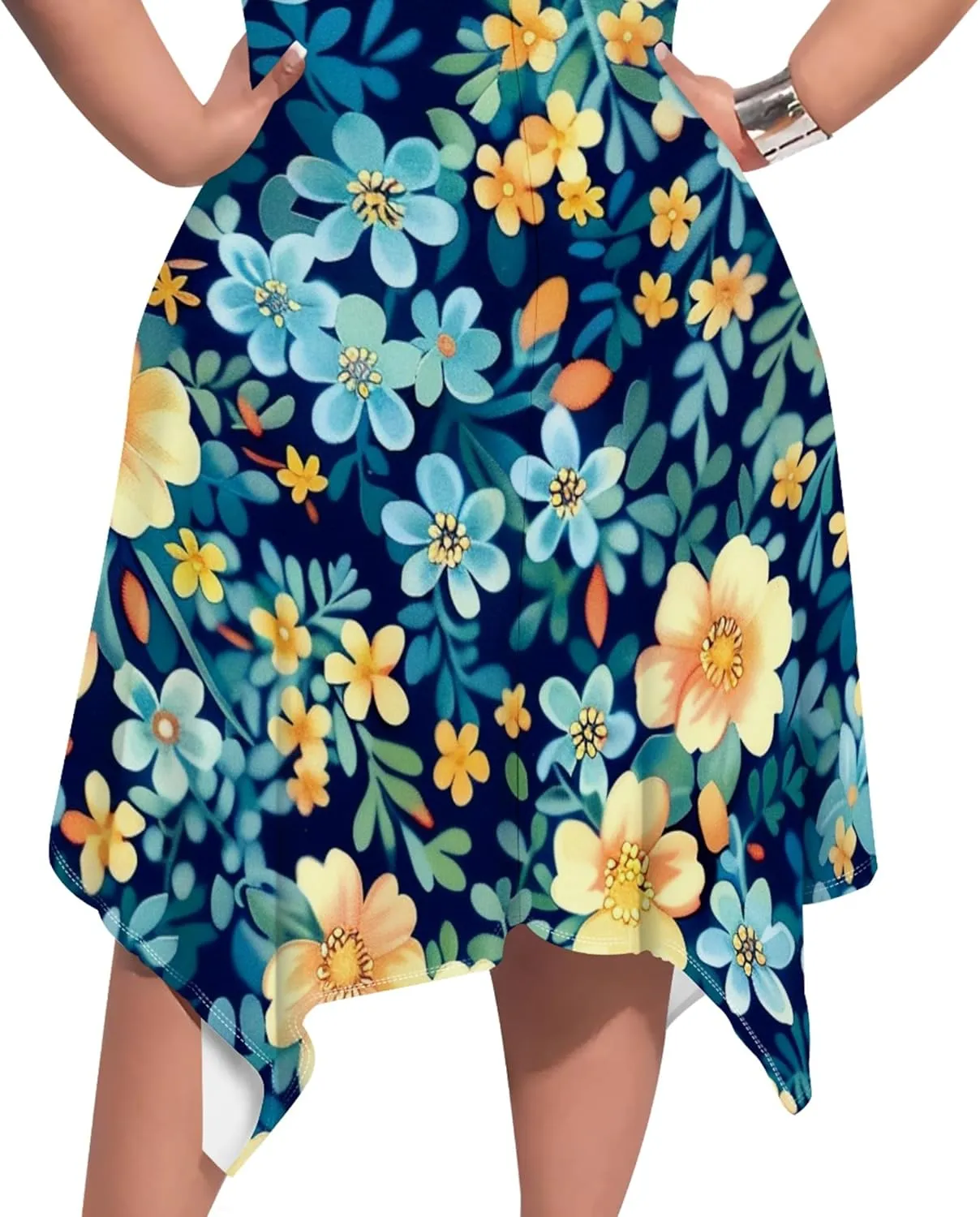 Plus Size Womens Summer Casual T Shirt Midi Dresses Crewneck Short Sleeve Swing Tunic Sundresses with Pockets Dress