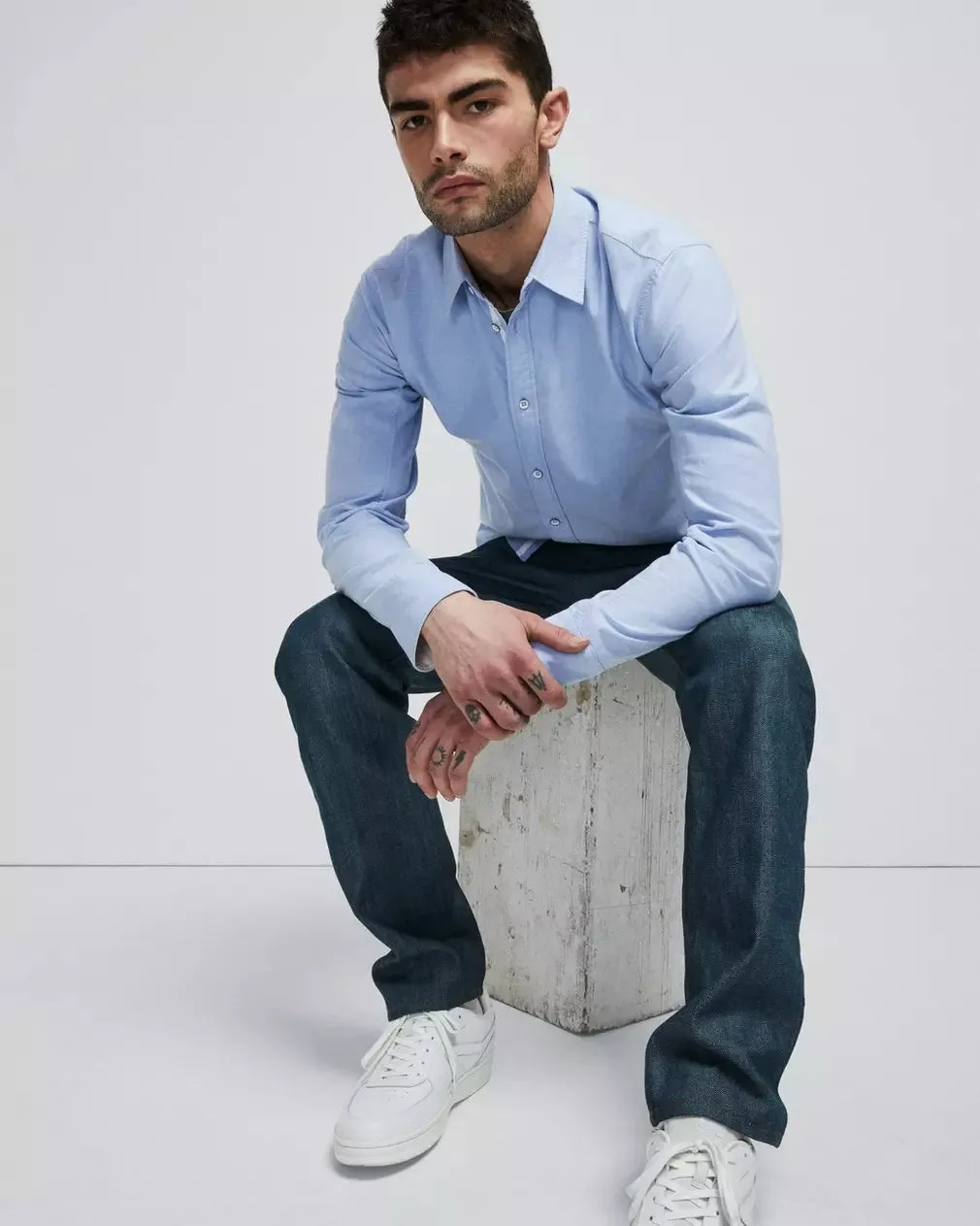 Rag & Bone Fit 2 Engineered Cotton Oxford Shirt Slim Fit Shirt - Blue Oxford