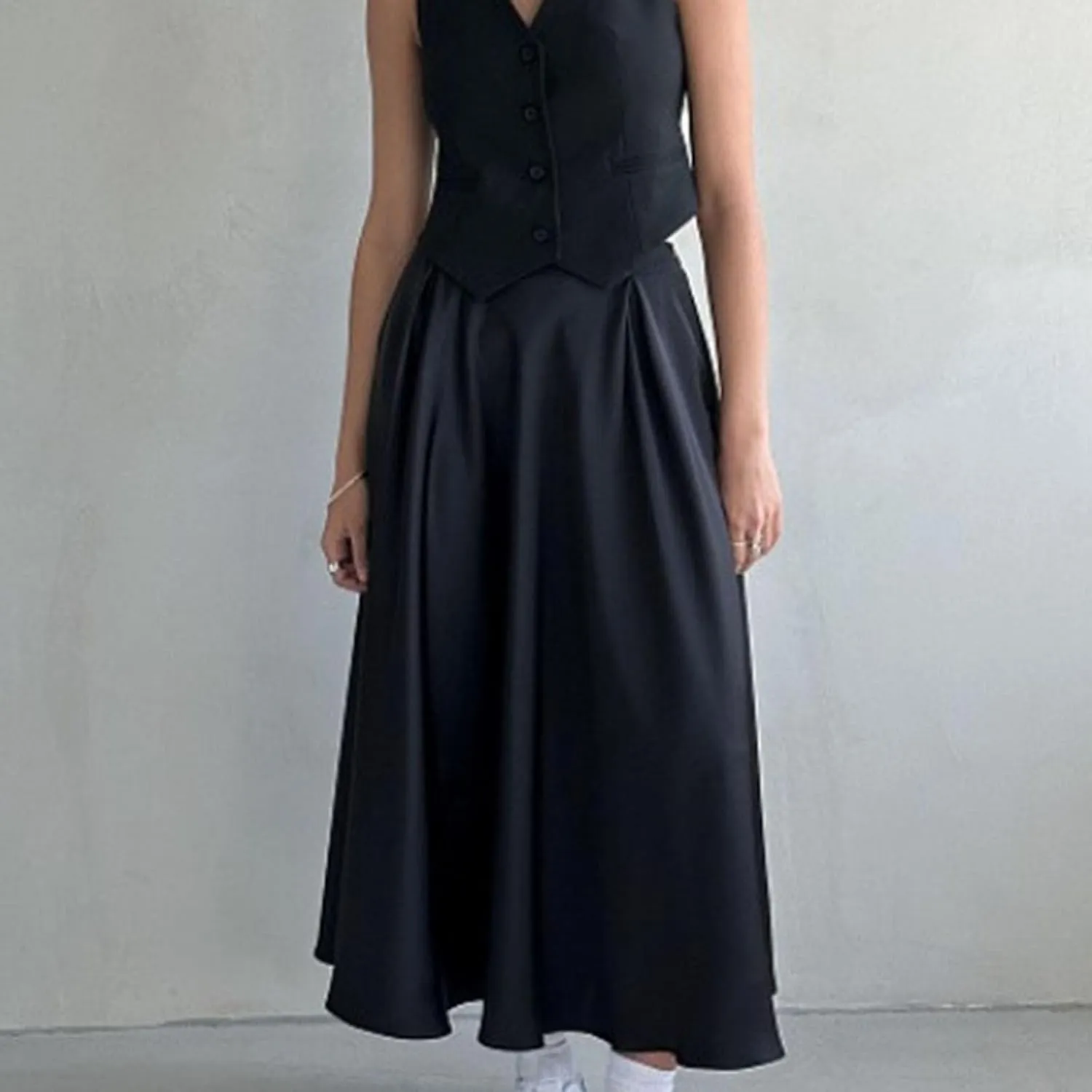 Satin Skirts for Women Solid Elastic High Waist A-Line Floor Length Skirt Summer Elegant Flowy Party Cocktail Skorts