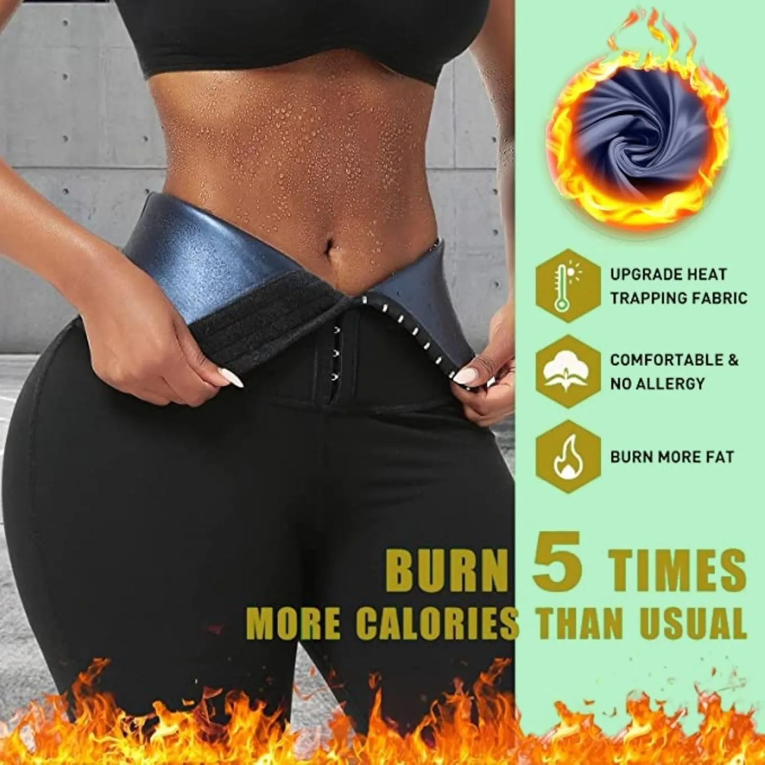 Sauna Sweat Short Pants Suits for Women High Waisted Thermo Workout Leggings Compression Shaper Thighs Tummy Control